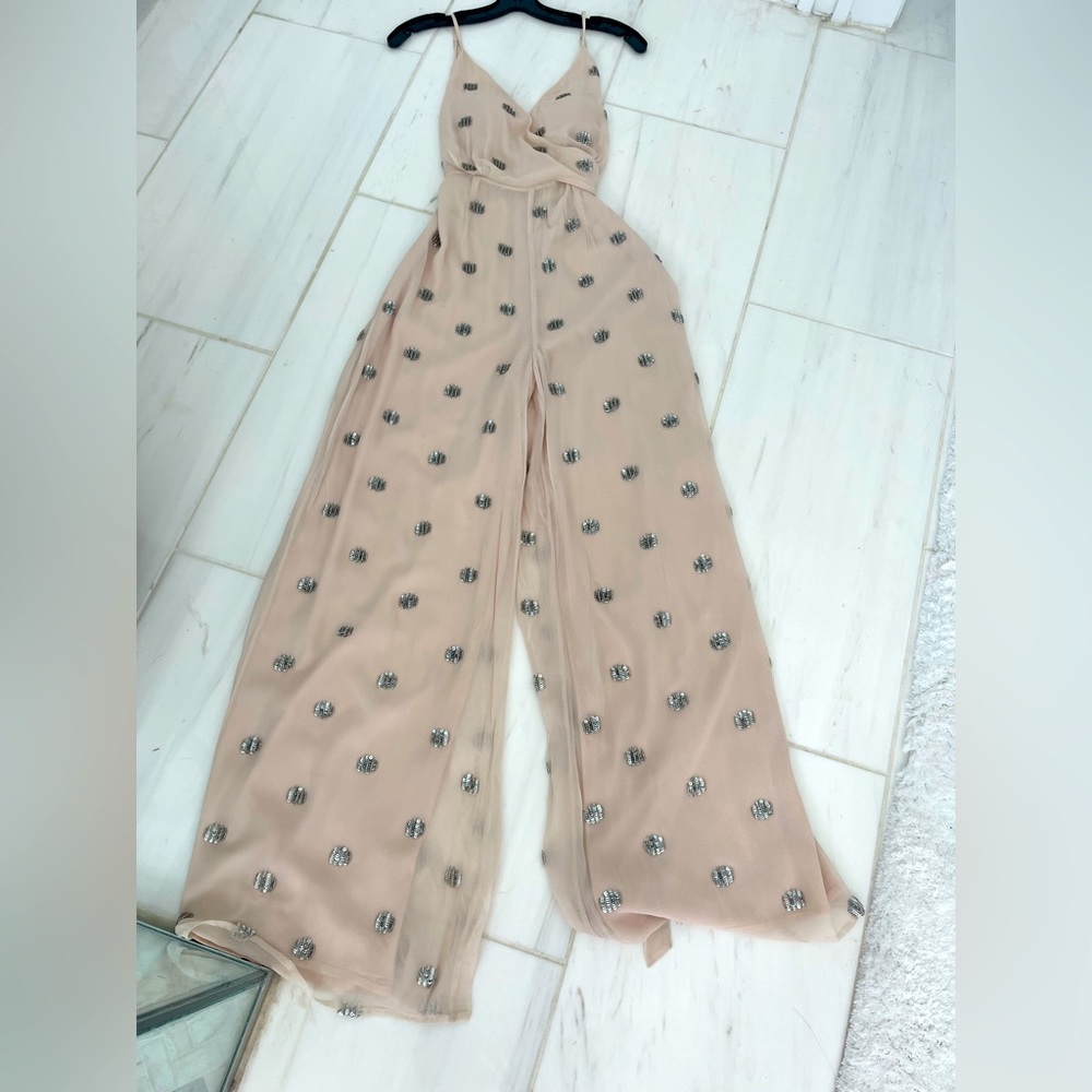 Alexis wrap jumpsuit with sequined circles